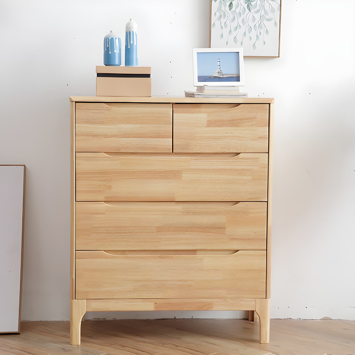 Rectangular Rubberwood Chest Mid-Century Modern Accent Chest - image 13