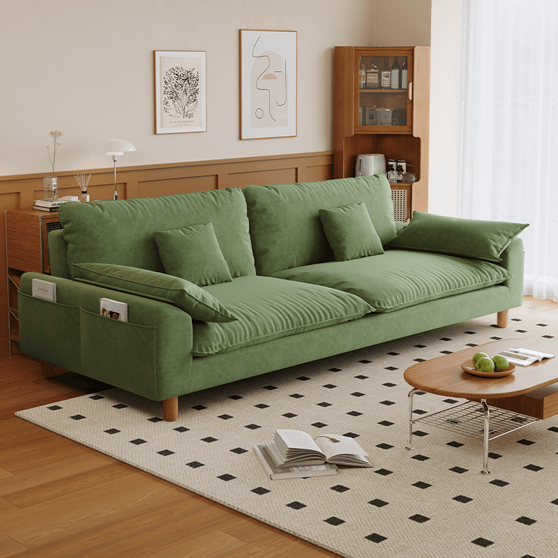 Gray/Sage/Amber Color Standard Sofa with Armrest and 4 Pillows for Drawing Room - image 8