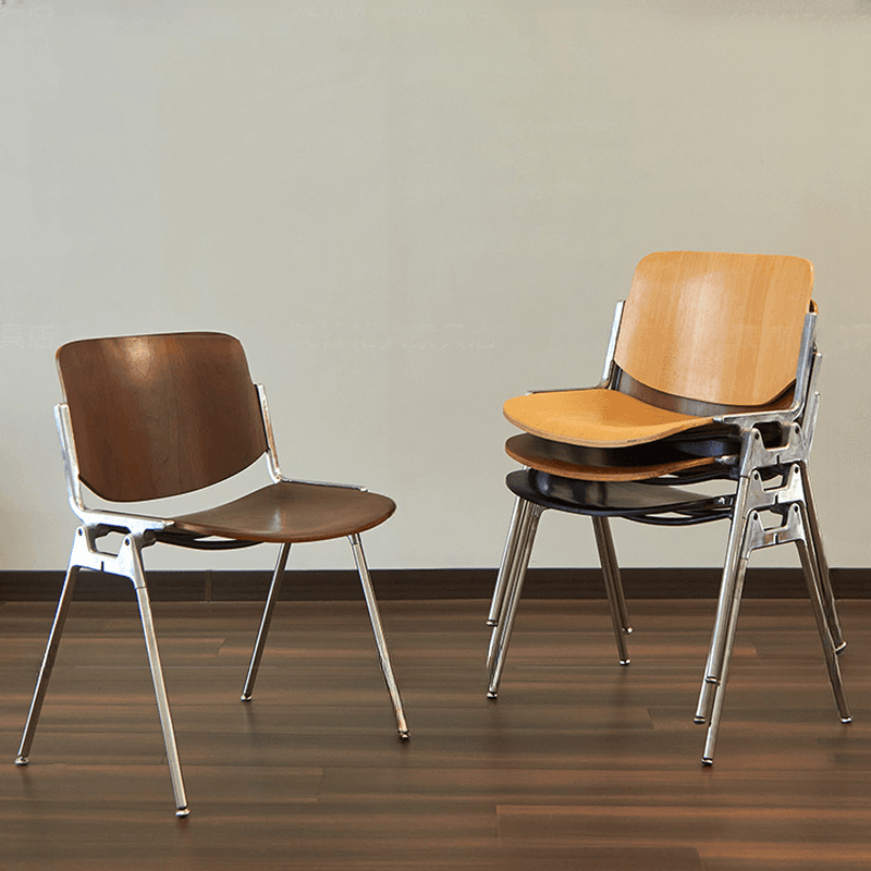 Old School Ventilated Back Armless Chair with Ink/Metallic Metal Legs, Nestable - image 16