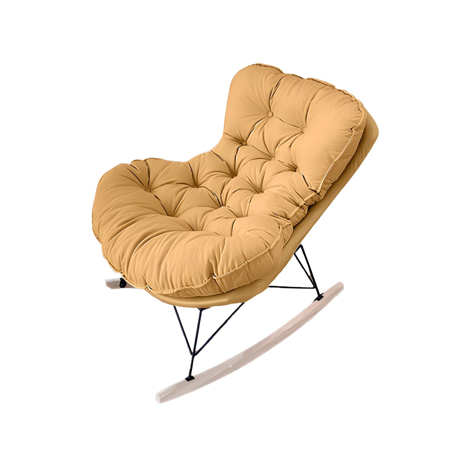 Modern Upholstered Rocking Chair with Tufted Seat - Natural Wood Legs and Armless Design - image 19