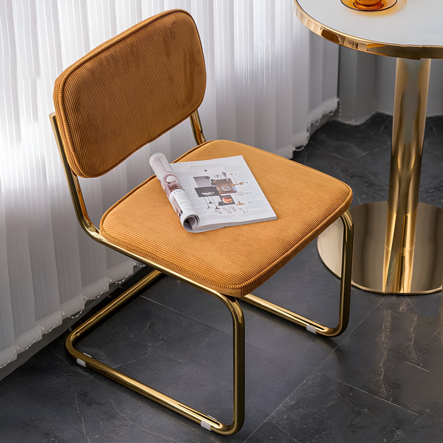 Contemporary Style Dining Chairs Armless Open Back Chairs with Metal Legs - image 10