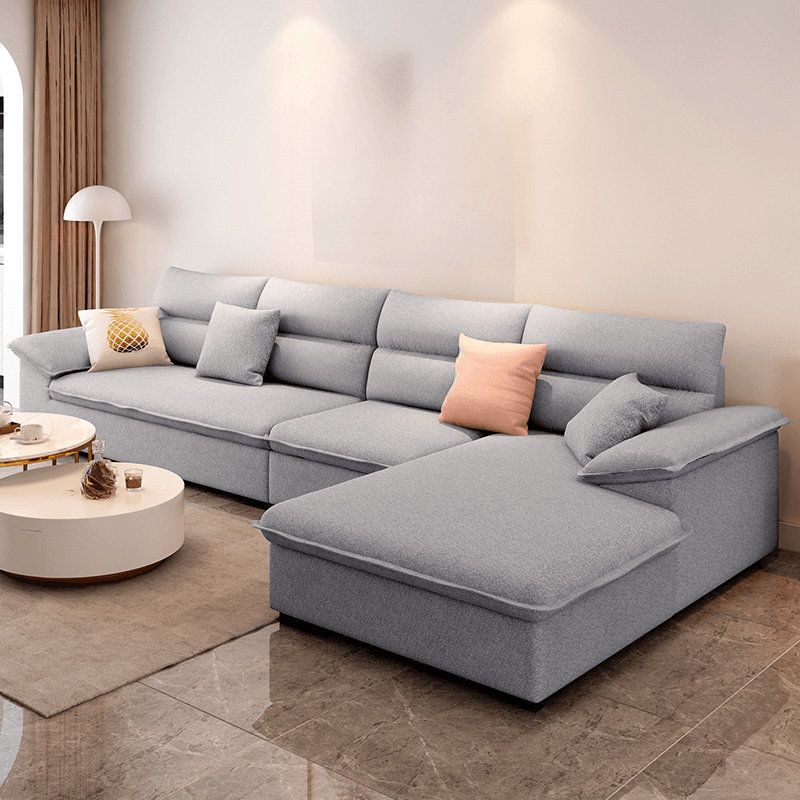 Modern Cotton and Linen L-Shape Sofa Recliner with Concealed Support - image 6