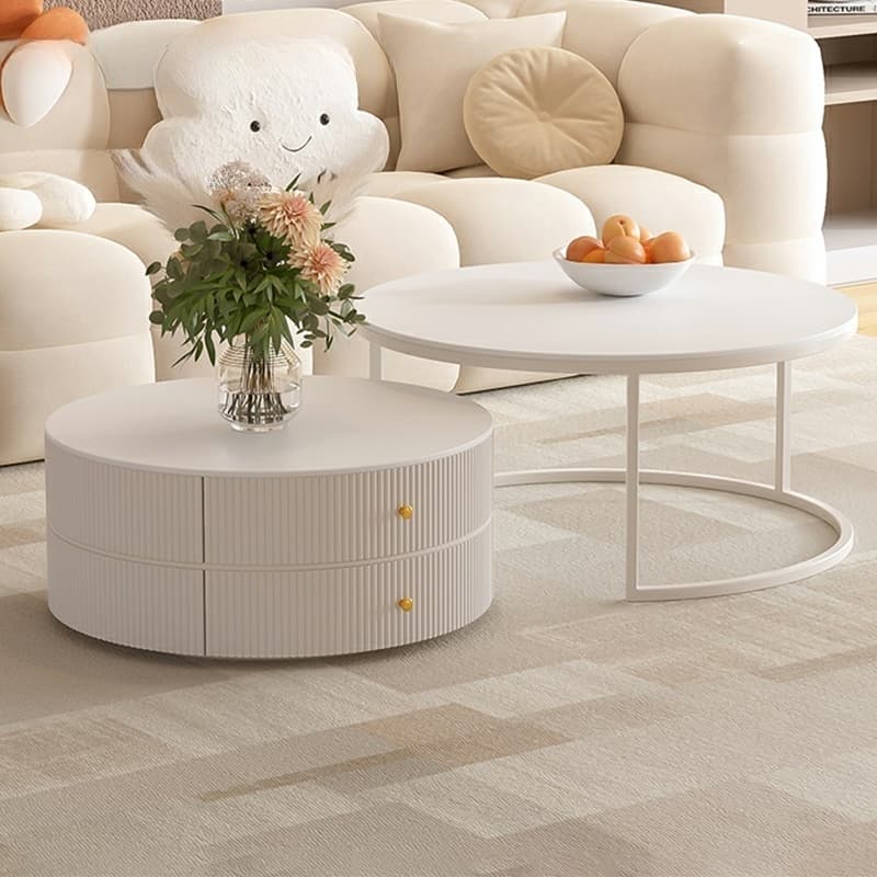 Round Coffee Table - Modern Style, Standard Size, Non-Upholstered, 2 Drawers, Scratch Resistant - image 14