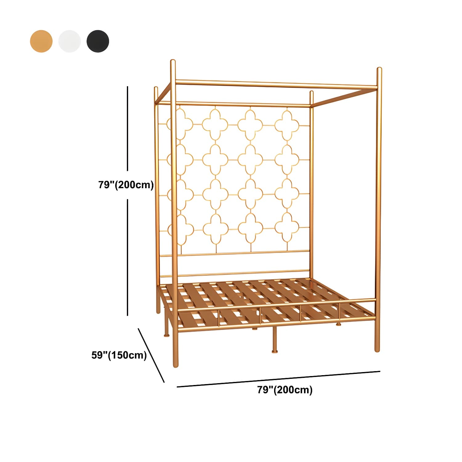 Metal Four Poster Bed with Open-Frame Headboard, Glam Standard Bed - image 18