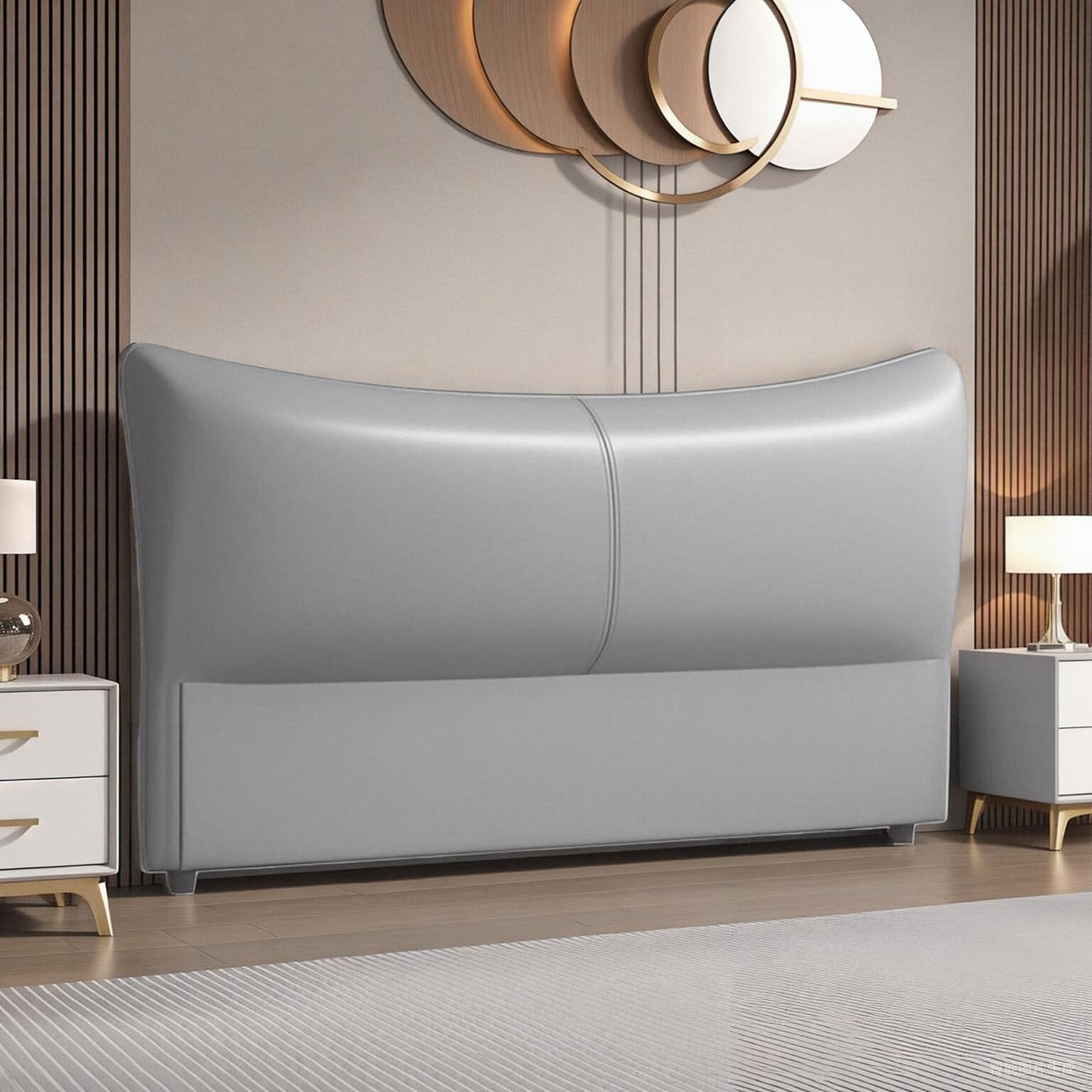Modish Style Wingback Headboard in Pine Wood with No Distressing, Rectangle Shape for King/Queen/Full Bed, Featuring Sponge Upholstery and Standard Height - image 5