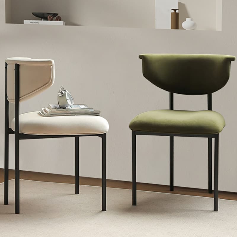 Modern Upholstered Side Chair with Black Metal Legs and Low Back - image 9
