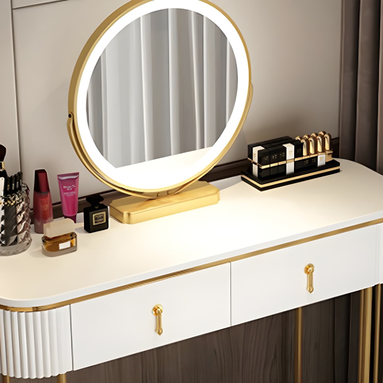 Glam 29.52" Height Makeup Vanity Set with Drawer and Mirror Vanity - image 12