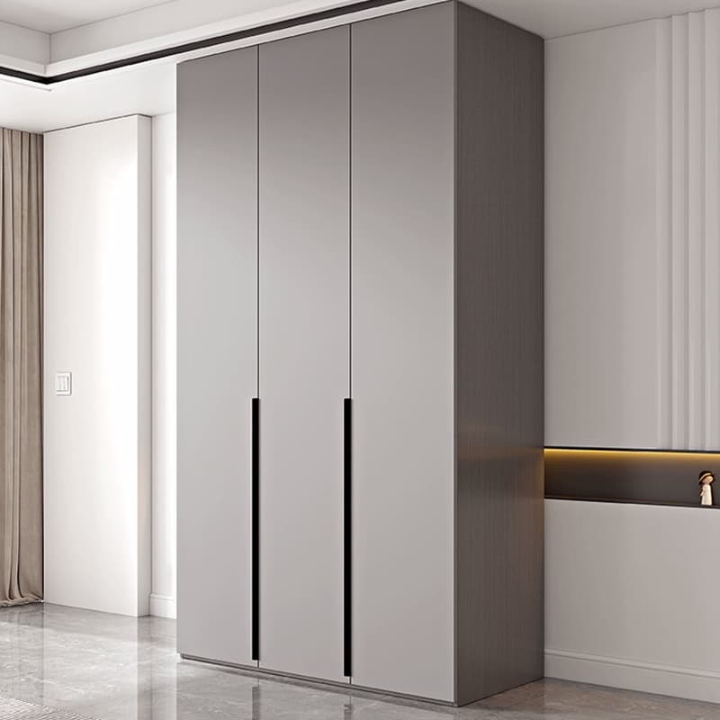 Trendy Grey Wooden Almirah with Clothing Rod, Interior Shelves, Soft Close Drawer & Soft Close Door - image 4