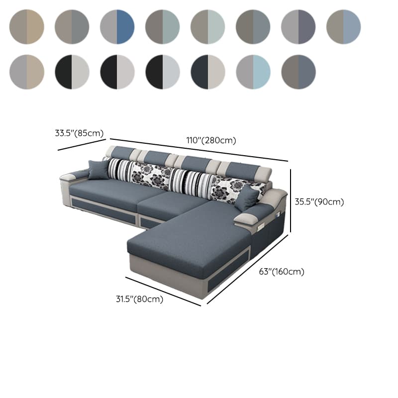 Modern Reversible L-Shape Wood Modular Sofa Chaise with Pillow Top Arm - image 14