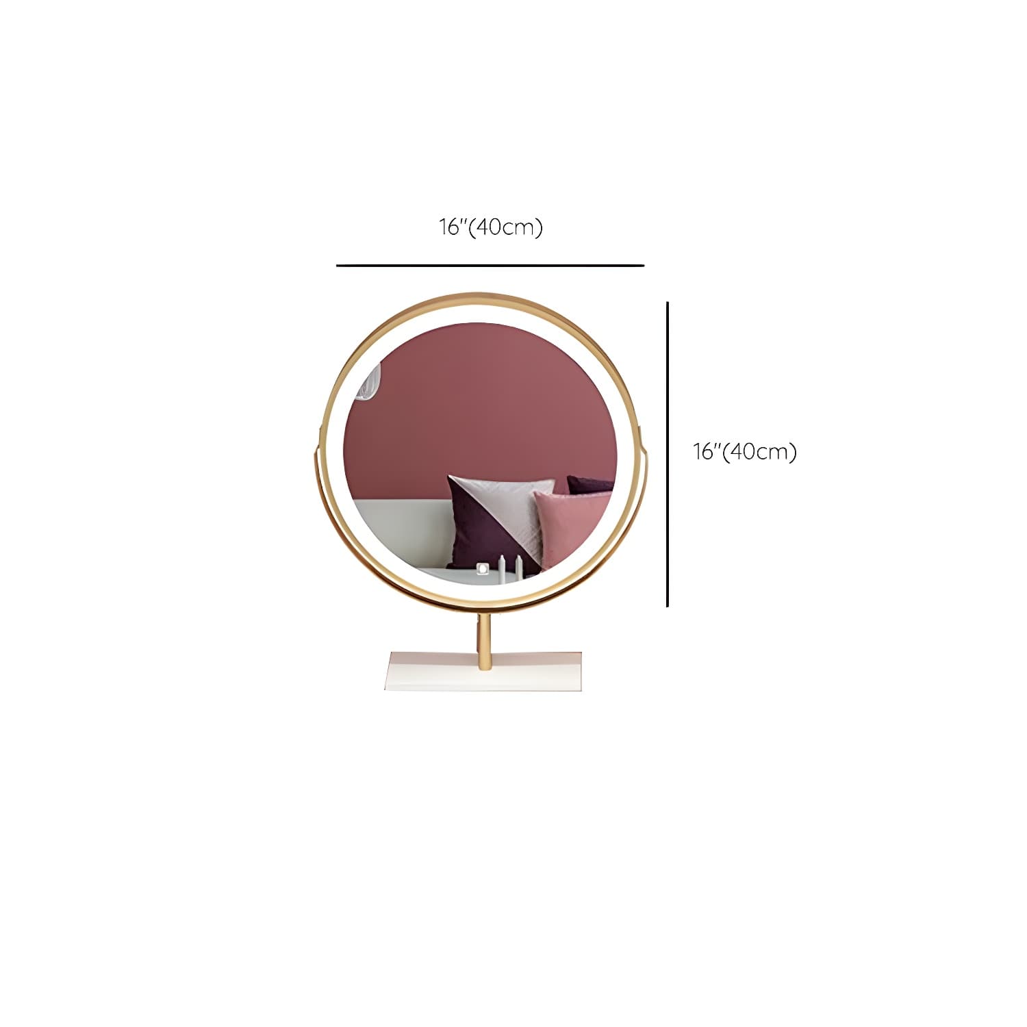 Contemporary Bedroom Metallic Lighted Mirror With Drawer Makeup Vanity Set - image 24