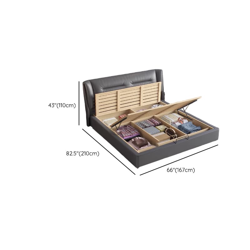 Grey Solid Color Storage Bed/Platform Bed with Pine Wood Frame for Living Room - image 12