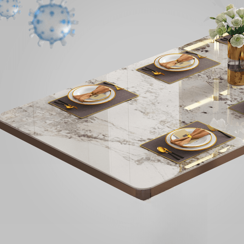 Rectangular Slate Dining Table Set with Two-sided Pedestal, Padded Chair, Back, and Multicolor Top - image 6