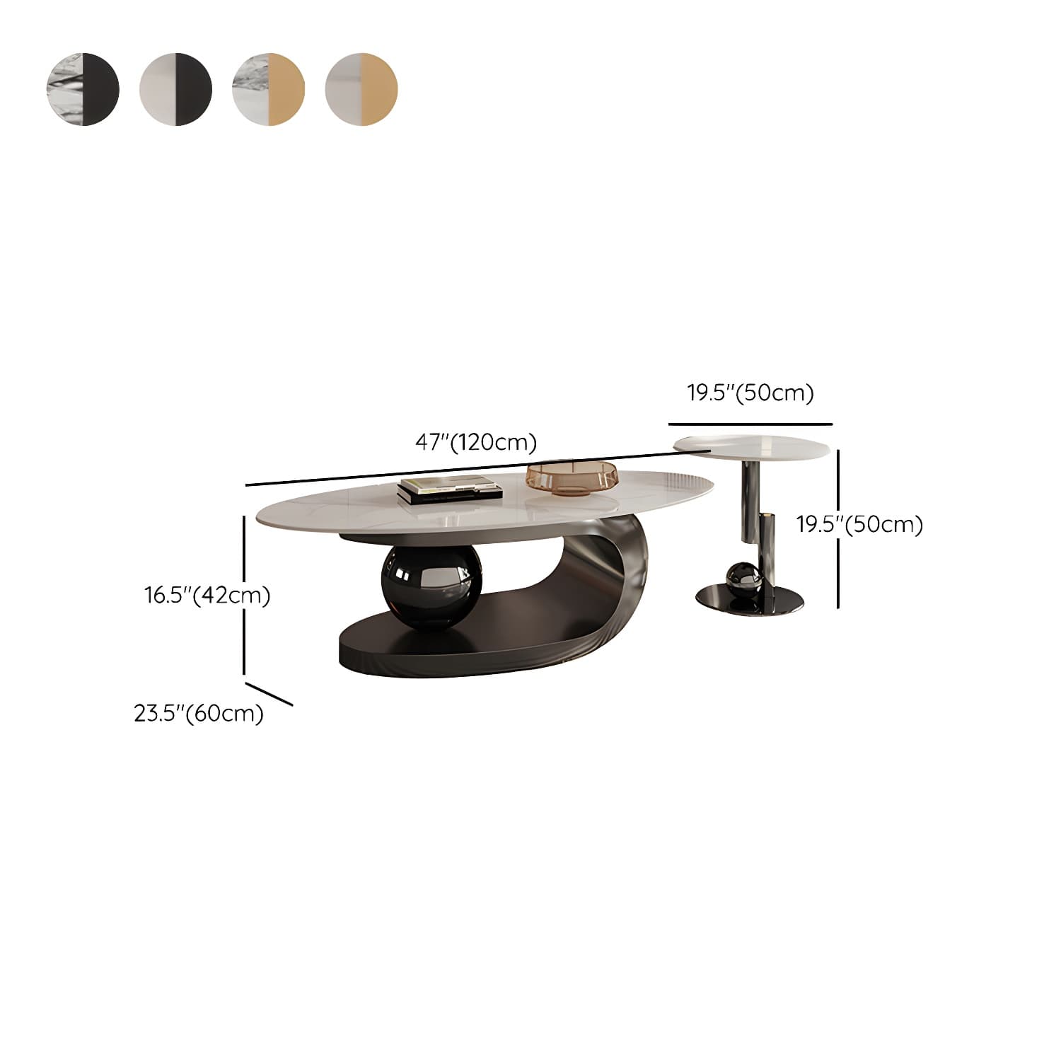 No Distressing Slate Coffee Table Pedestal Oval Single Coffee Table - image 19