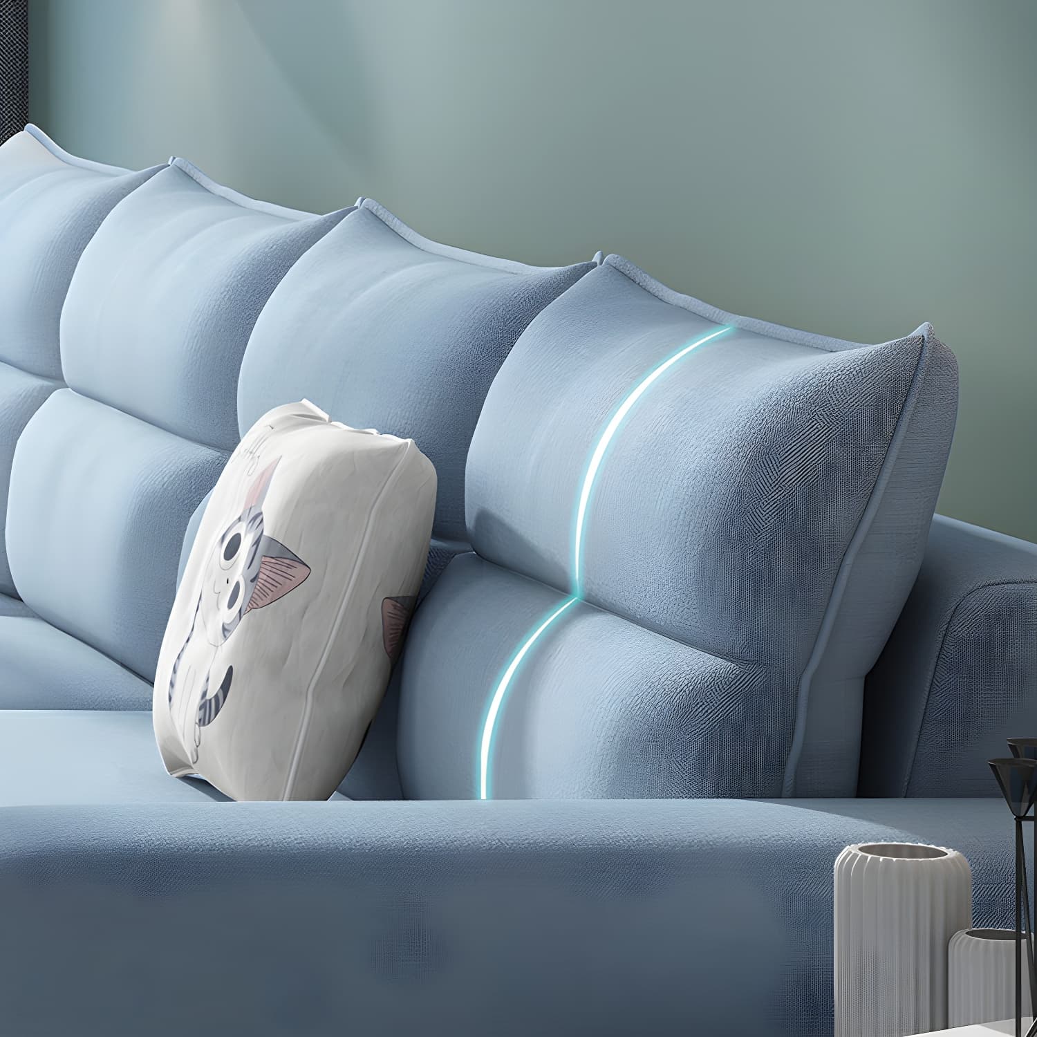 Modern Reversible L-Shape Sectional Sofa with Square Arm and Black Legs - image 20