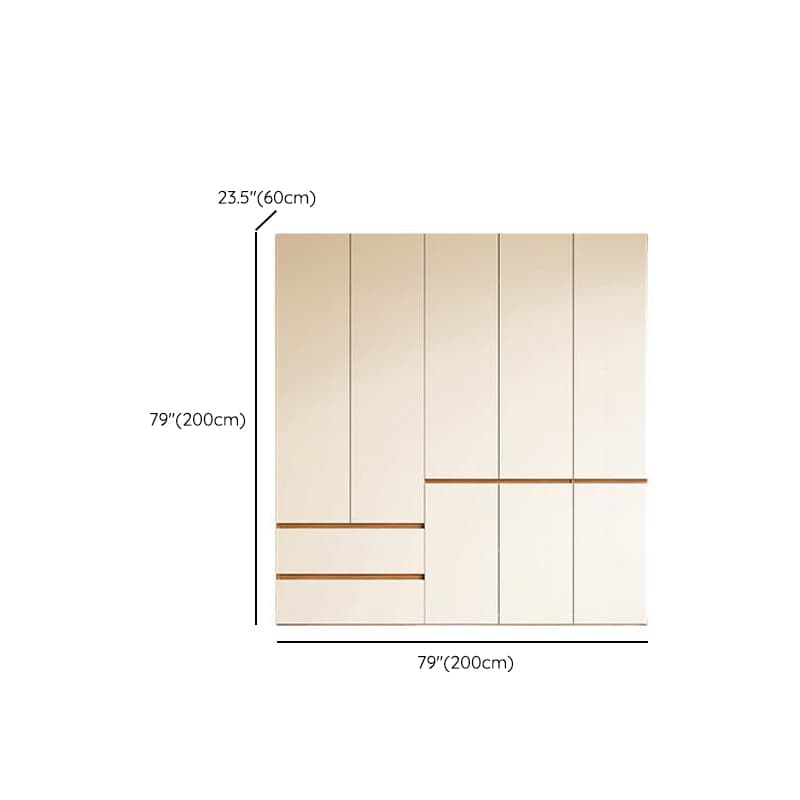 White Minimalist Manufactured Wood Wardrobe Closet with 2 Drawers, Soft Close Door, Interior Shelves, and Clothing Rod - image 11