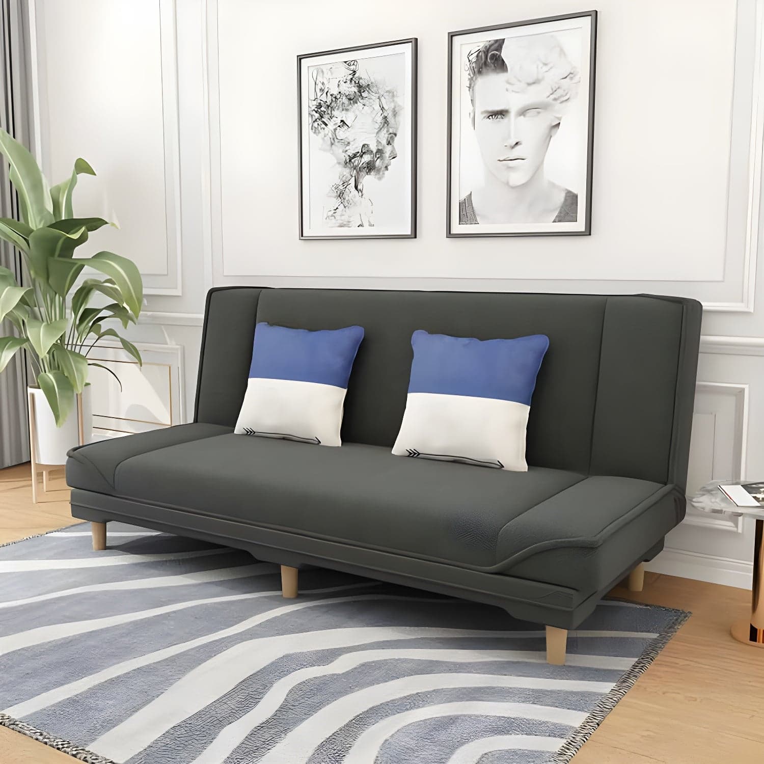 Convertible Armless Sofa 48"W Modern Sofa with Cotton Blend for Living Room
