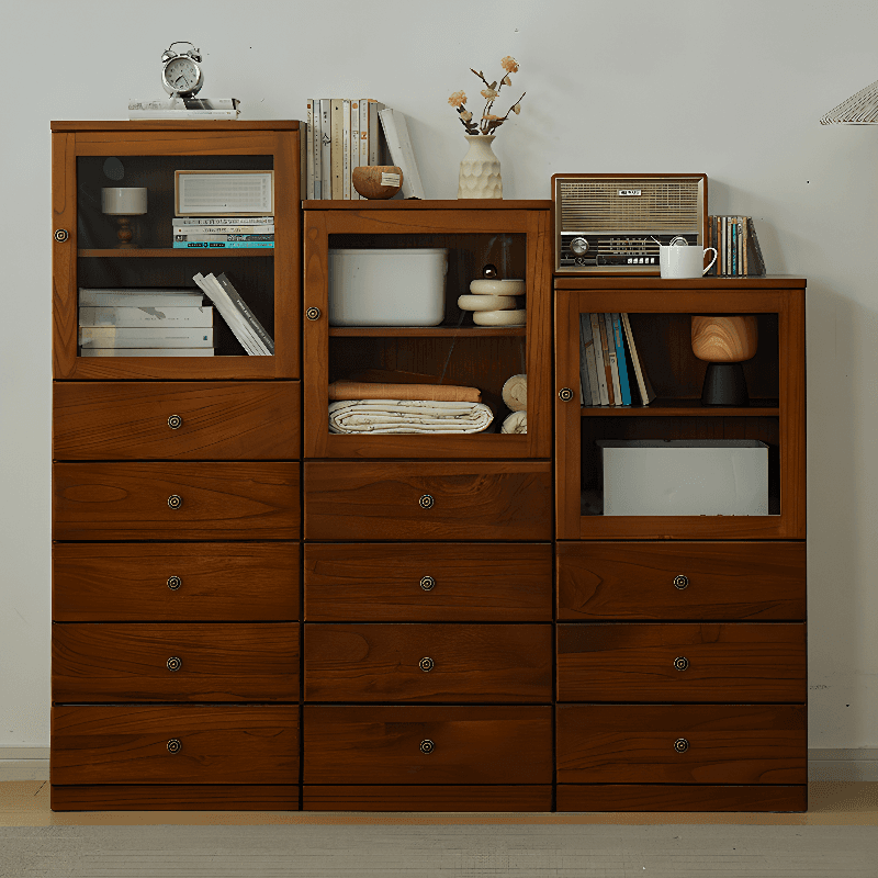 Modish Timber Console Dresser with 3/4/5 Drawers, Hutch Cabinets, and 2 Interior Shelves in Vertical Orientation - image 5