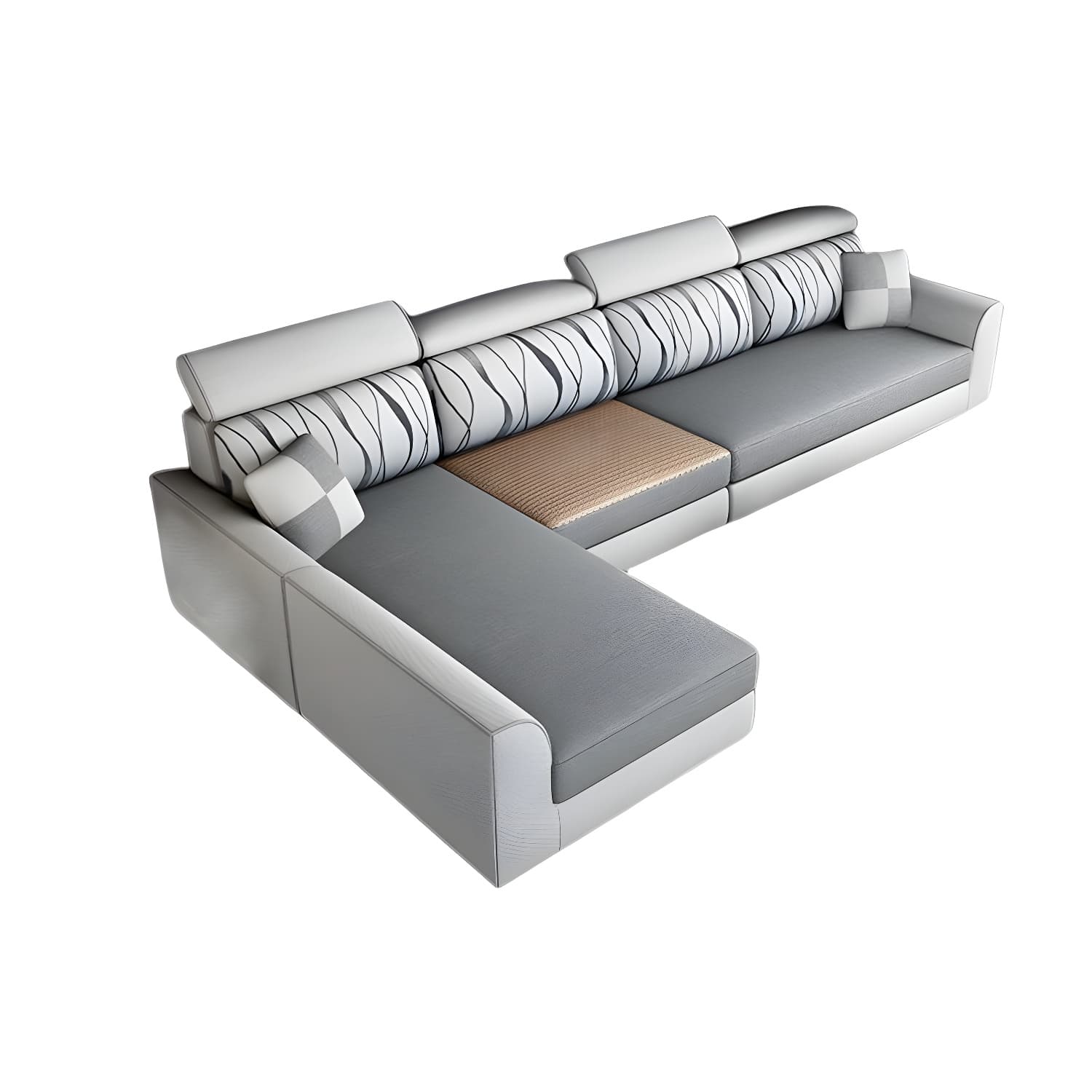 Modern L-Shape Reversible Wood Frame Sectional Sofa Chaise Set - image 17