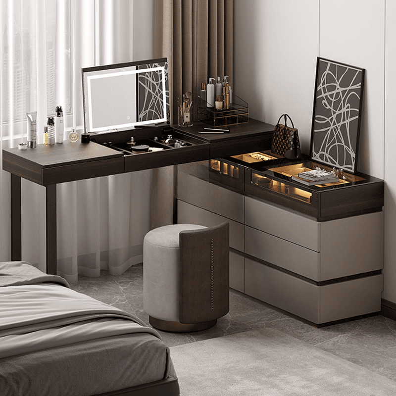 Space-saving Vanity Set with 7/11 Drawers, Lighting, Dividers, 2-in-1 Design, and Adjustable Touch Brightness - image 3