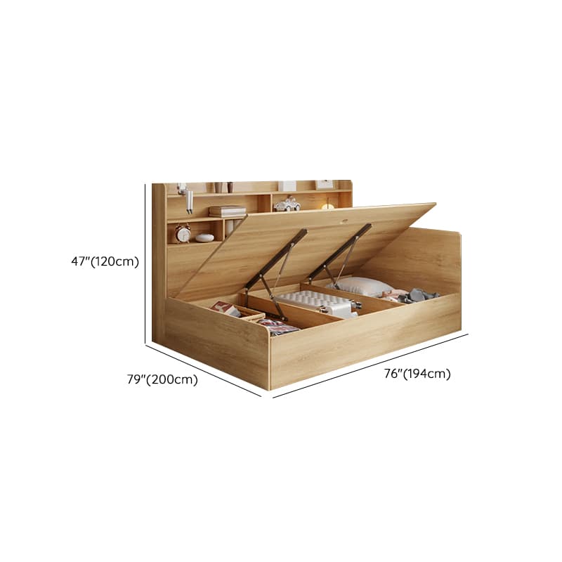 Lumber Framed Rectangle Bed with Natural Headboard for Living Room in a Modern Style - image 25