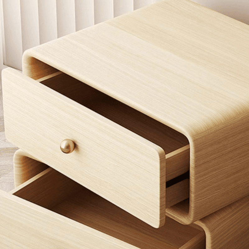 Simplistic 2 Tiers Drawer Storage Nightstand with Light Colored Wood, Swivel Feature, and Pleather Countertop - image 19