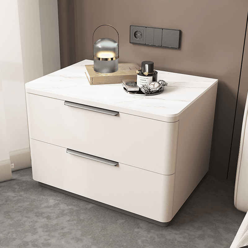Modish 2 Tiers Stone Drawer Storage Bedside Table - image 11