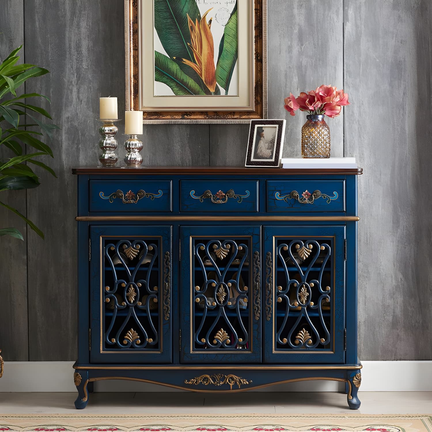 Industrial Cabriole Legs Storage Cabinet Solid Wood Storage Cabinet - image 11