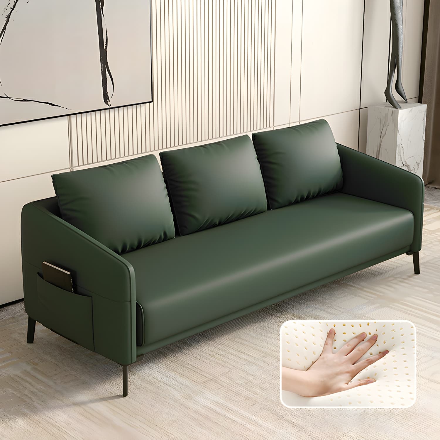 Modern Wood Frame Standard Sofa with Square Arms in Solid Color & Tear Resistant - image 13