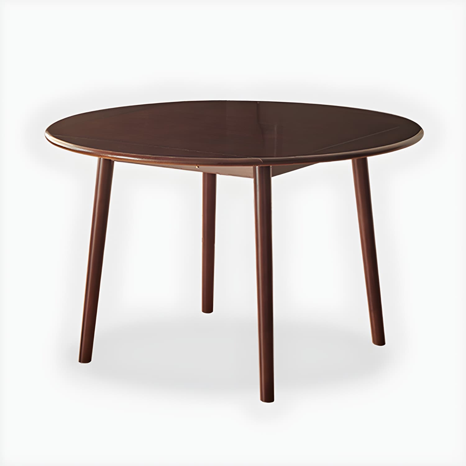 Round Wood Scandinavian Design Dining Table with Self-Storing Leaf and Extension Feature
