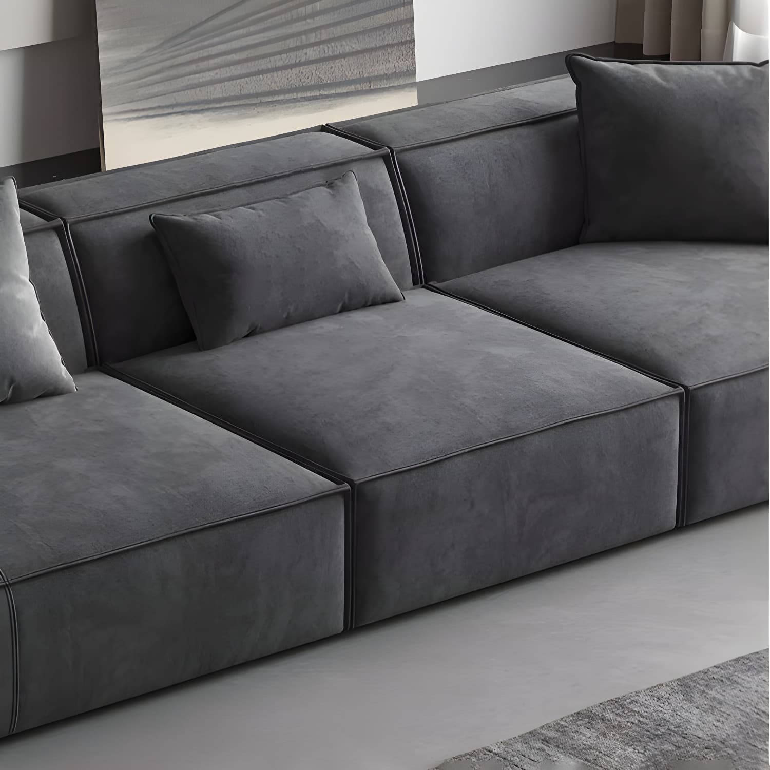 Modern Gray Square Arm Sectional Sofa Upholstered in Polyester Blend - image 6