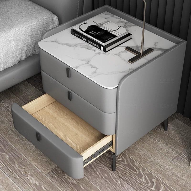 Modern Wooden 3-Drawer Nightstand Stone Countertop with Legs Partial Assembly Required - image 13