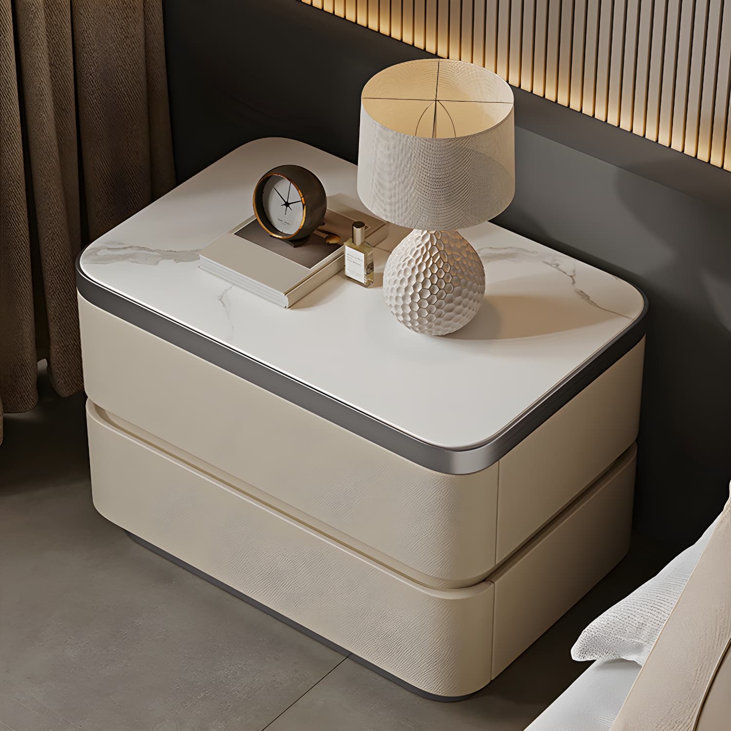 Scandinavian Bedside Cabinet Made of Solid Wood with Two Drawers for Bedroom - image 13