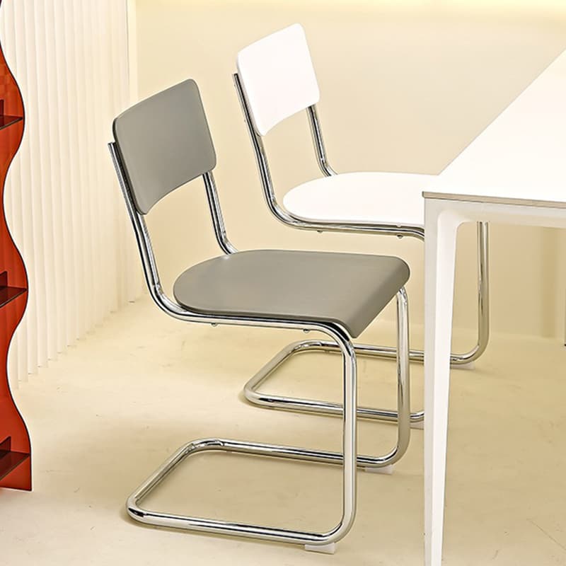 Cantilever Stable Armless Chair with Foot Pads, Open Back and Metal Base in a Modern Style - image 10