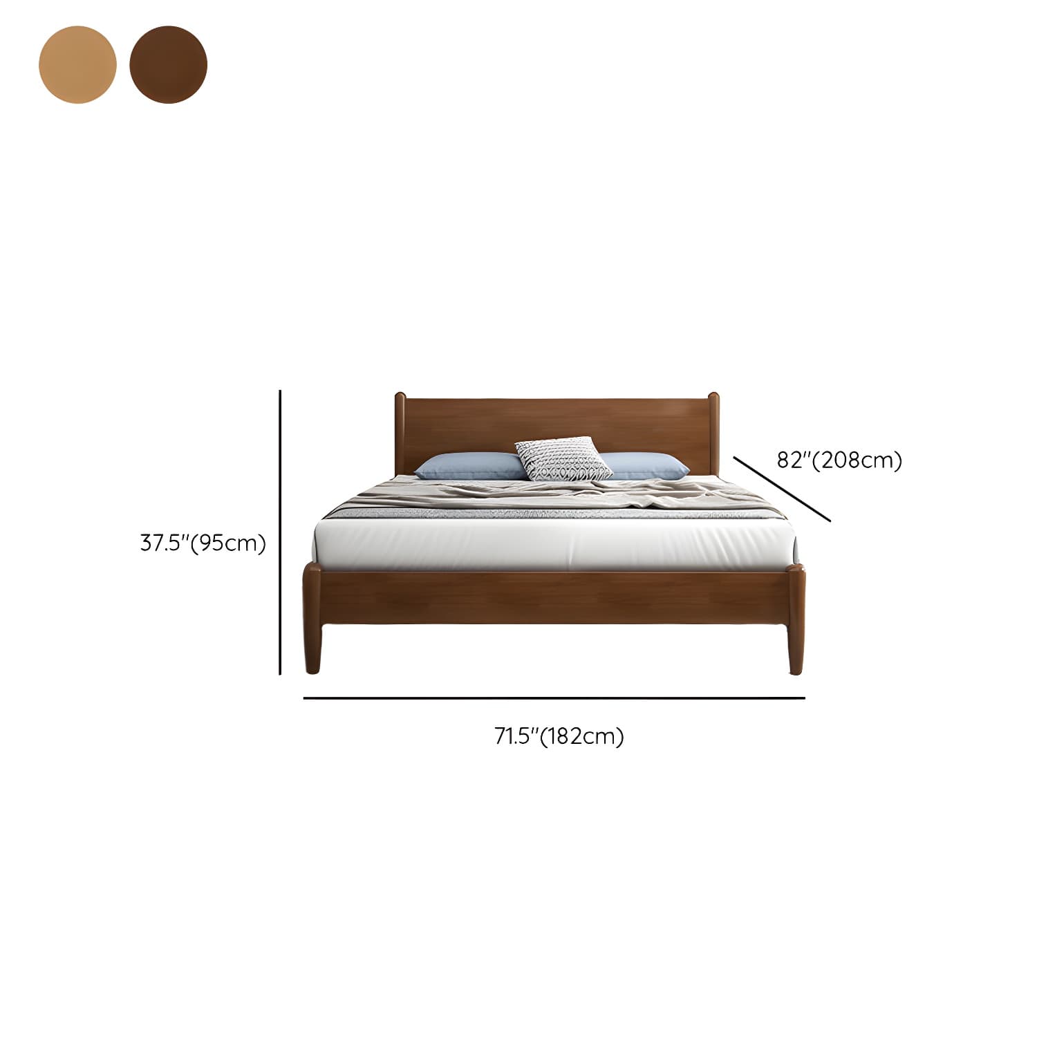 Northern European Solid Wood Bed Frame Mattress Included Panel Bed with Headboard - image 13