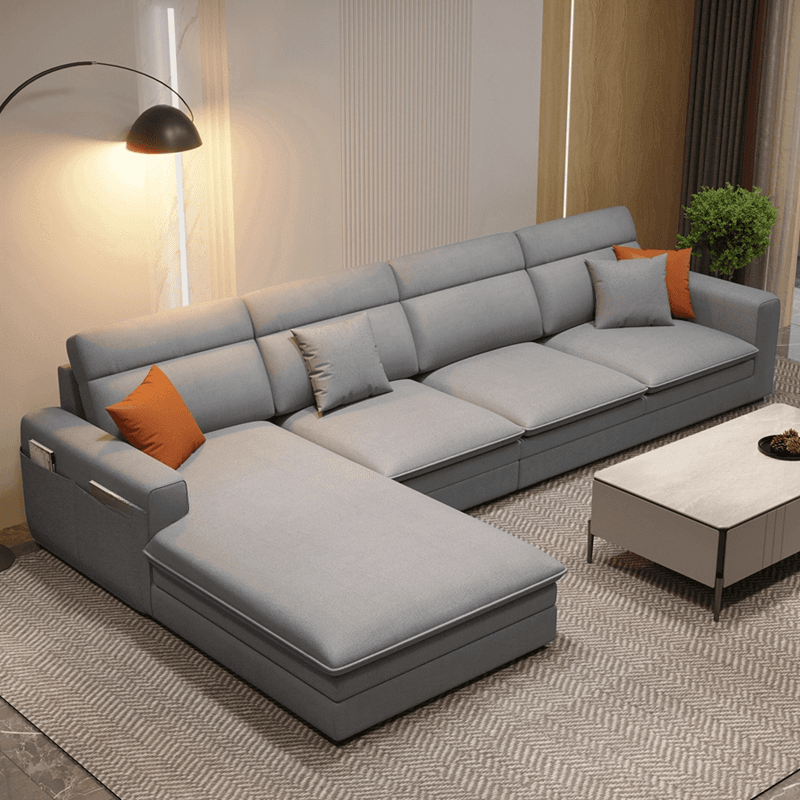 L-Shape/Straight Natural Wood Sofa Chaise/Sofa Couch with Concealed Support