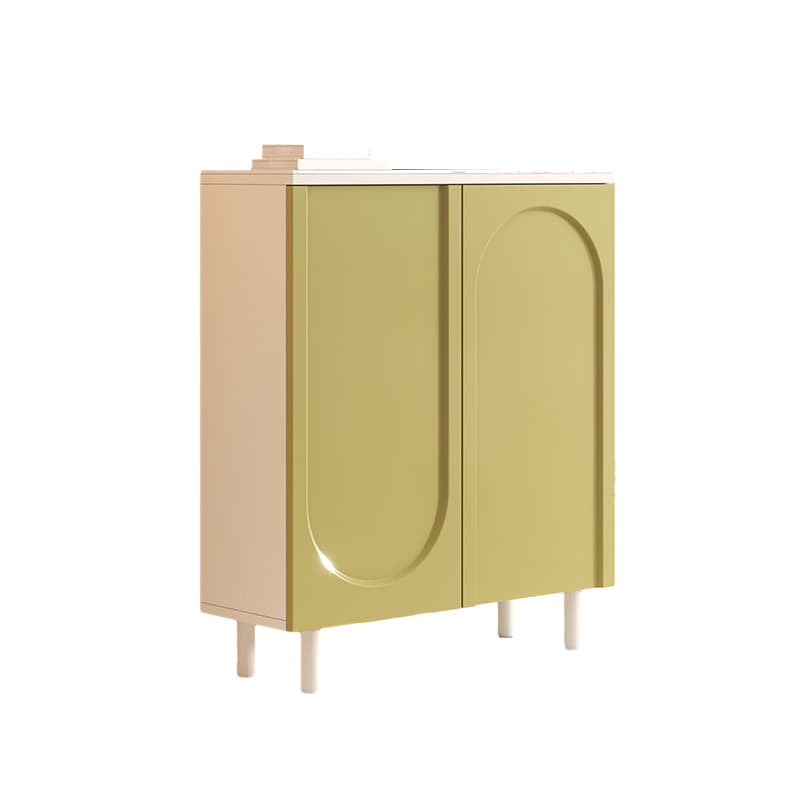 Scandinavian Wood Sideboard Credenza with Cabinet and Adjustable Shelves