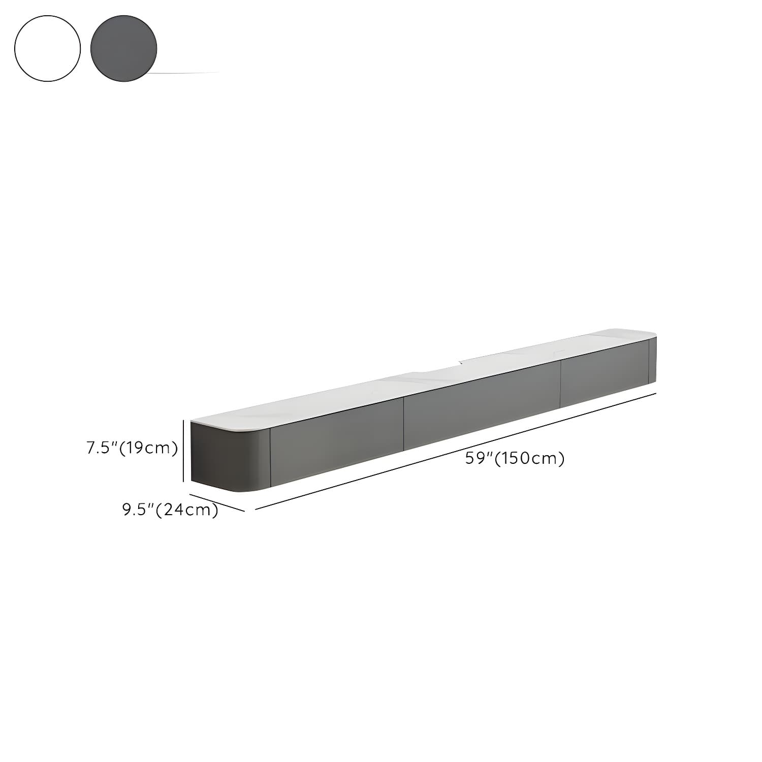 Modern Floating 7.5" H Stone TV Console with Drawers and Cable Management - image 12