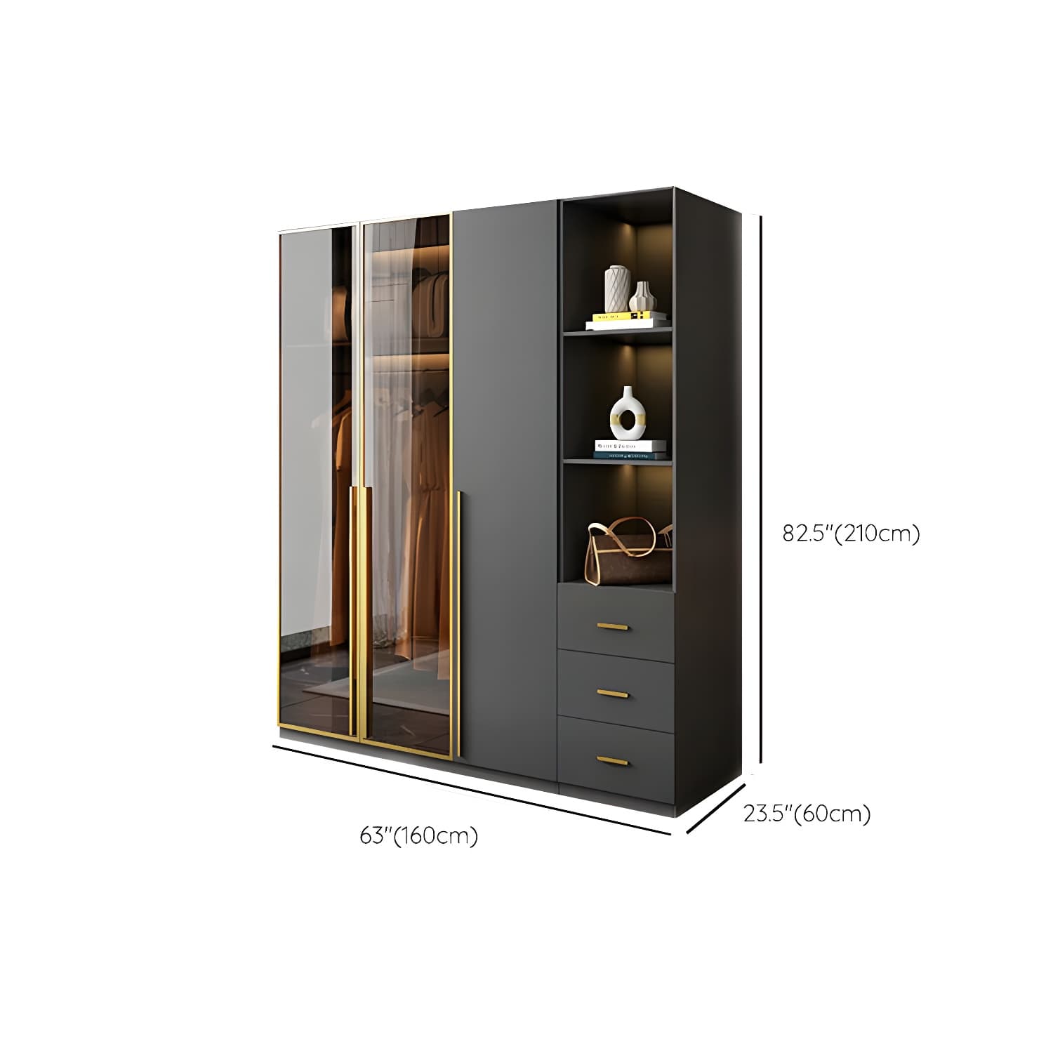 Modern Glass Wardrobe Wardrobe Armoire Wardrobe Cabinet for Home - image 19