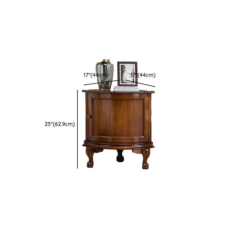Traditional Medium Brown Corner Accent Cabinet with Wood Countertop and Exterior Shelving - image 12