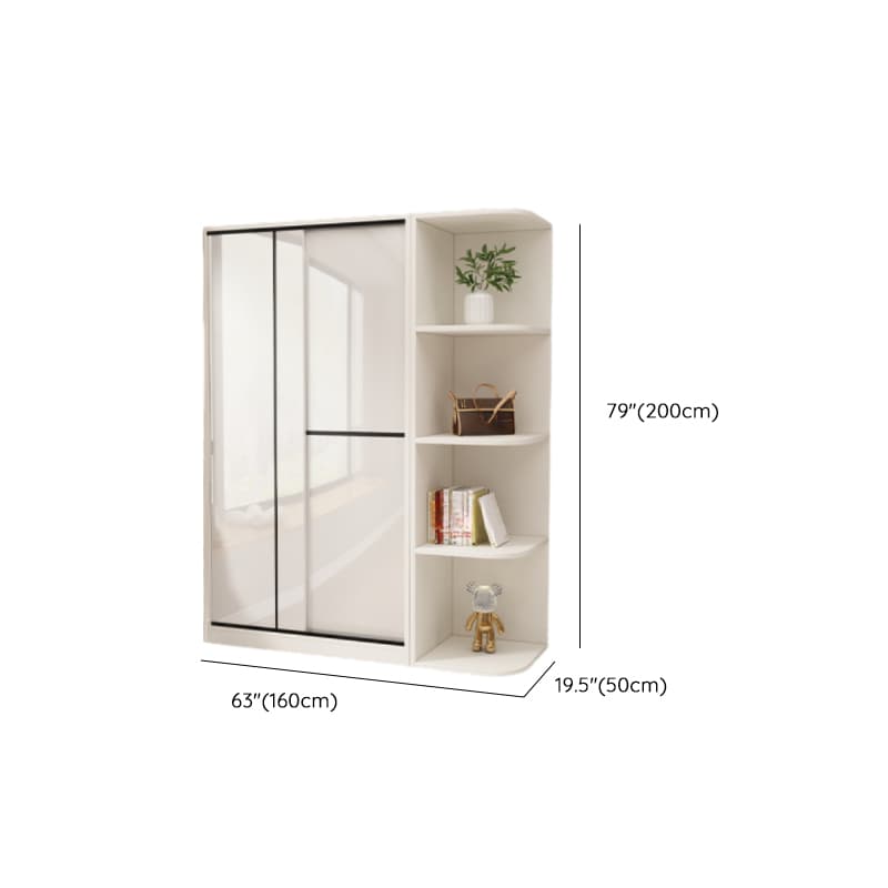 Chalk Modern Timber Self-supporting Wardrobe with Soft Close Door and Clothing Rod, Slipping Mechanism - image 26