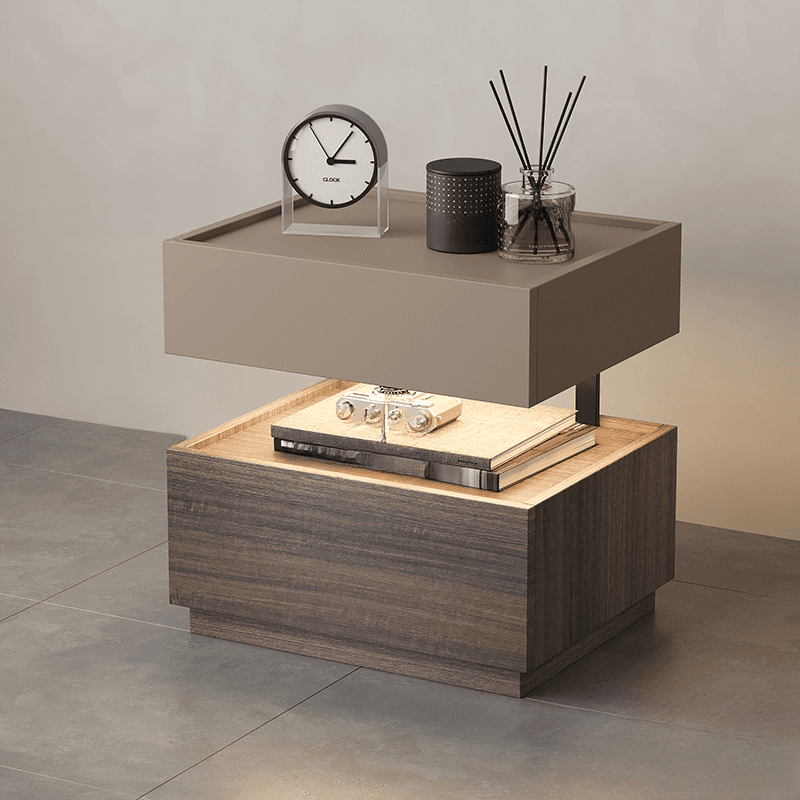 Organic Modern Nightstand With Drawer Organization with Particle Board Wood Countertop and Illuminating Lighting - image 10