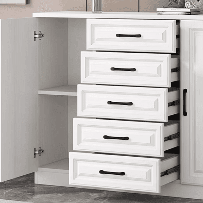 Modern Standalone Timber Utility Cabinet with Storage Drawer and Pull Bars in White - image 5