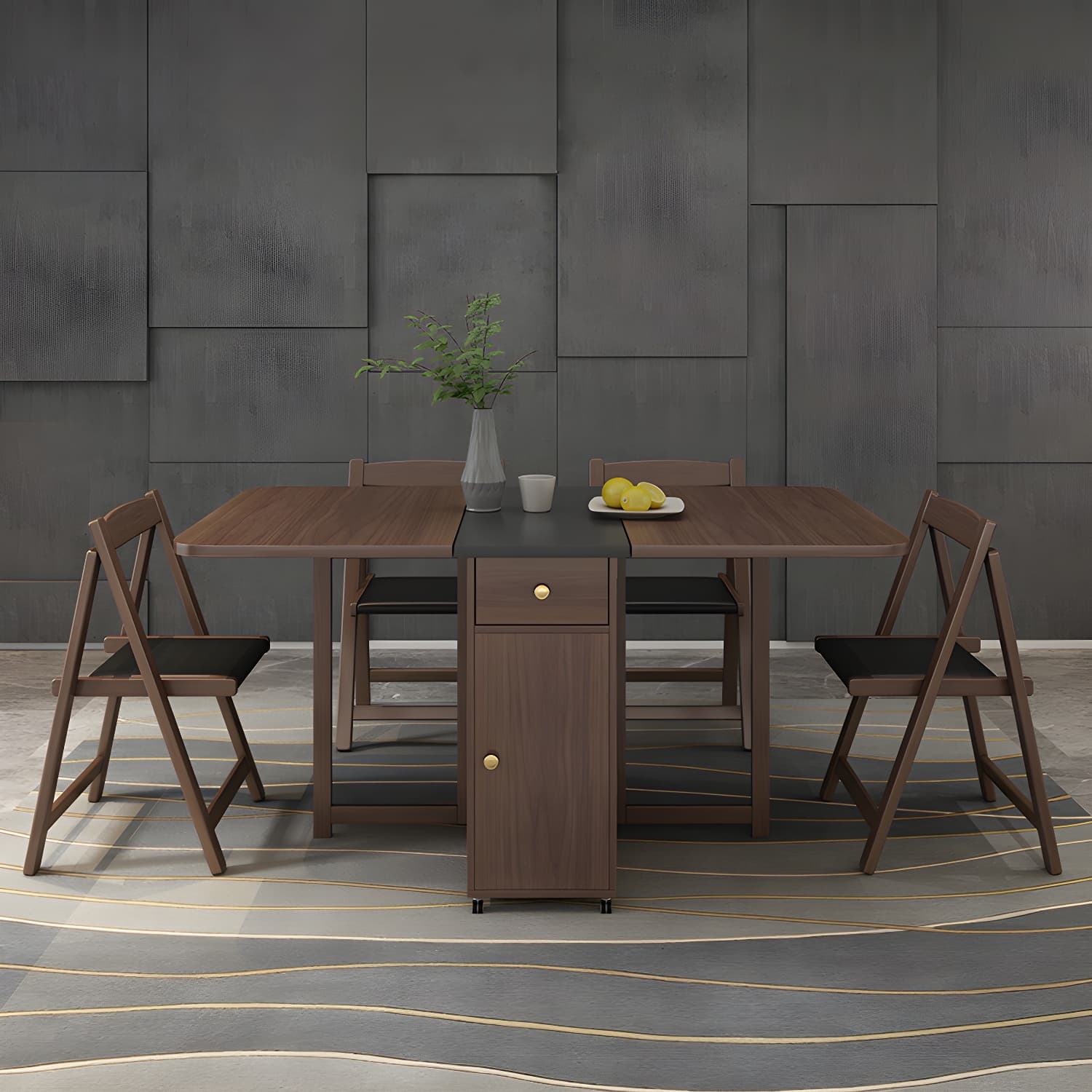 3/5/7 Pieces Modern Folding Solid Wood Multi Purpose Dining Set for Home - image 9