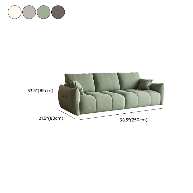Modern Solid Color Scratch-defiant Standard Sofa in Light Gray/Emerald Green/Auburn, 3-seater with 2 Pillows - image 17