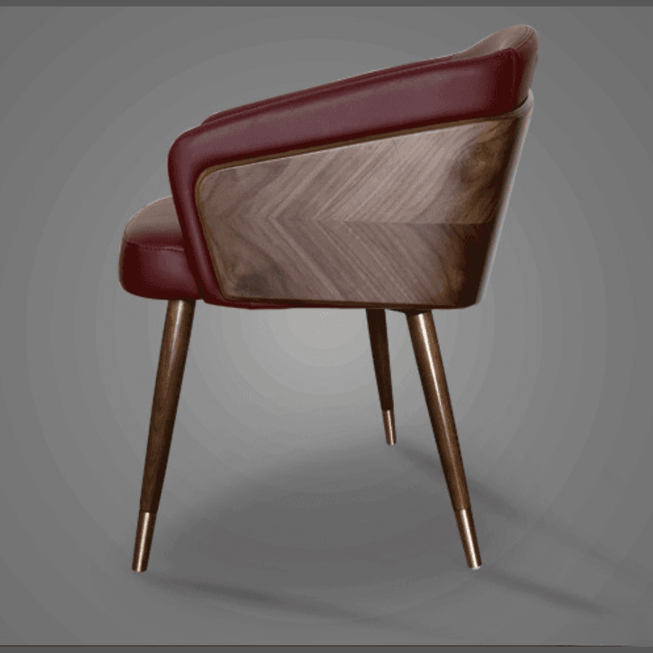 Bordered Reliable Upholstered Arm Chair with Solid Back and Wooden Legs for Dinette in a Lavish Style - image 9