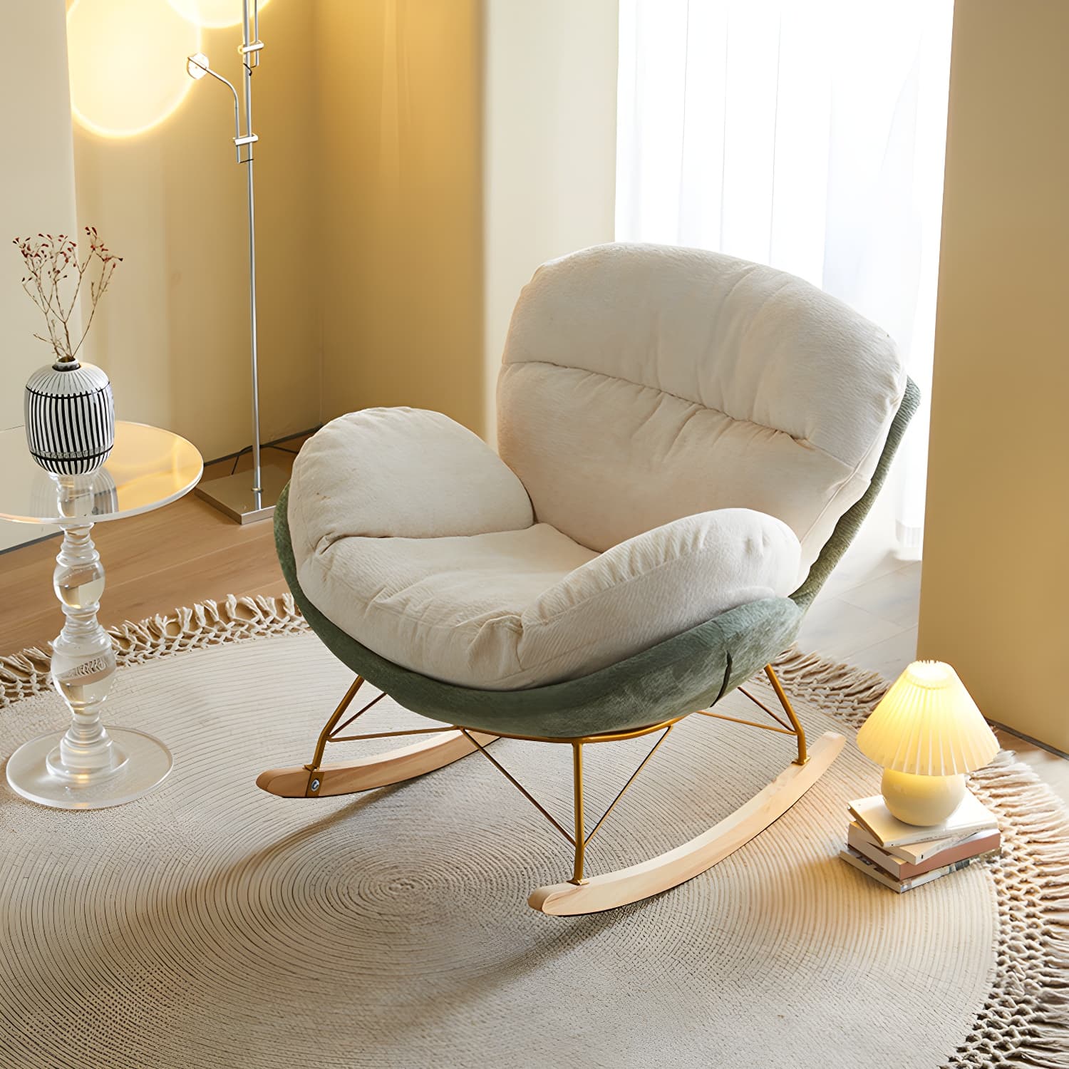 Scandinavia Rocking Accent Chair with Removable Cushions in Solid Wood - image 18