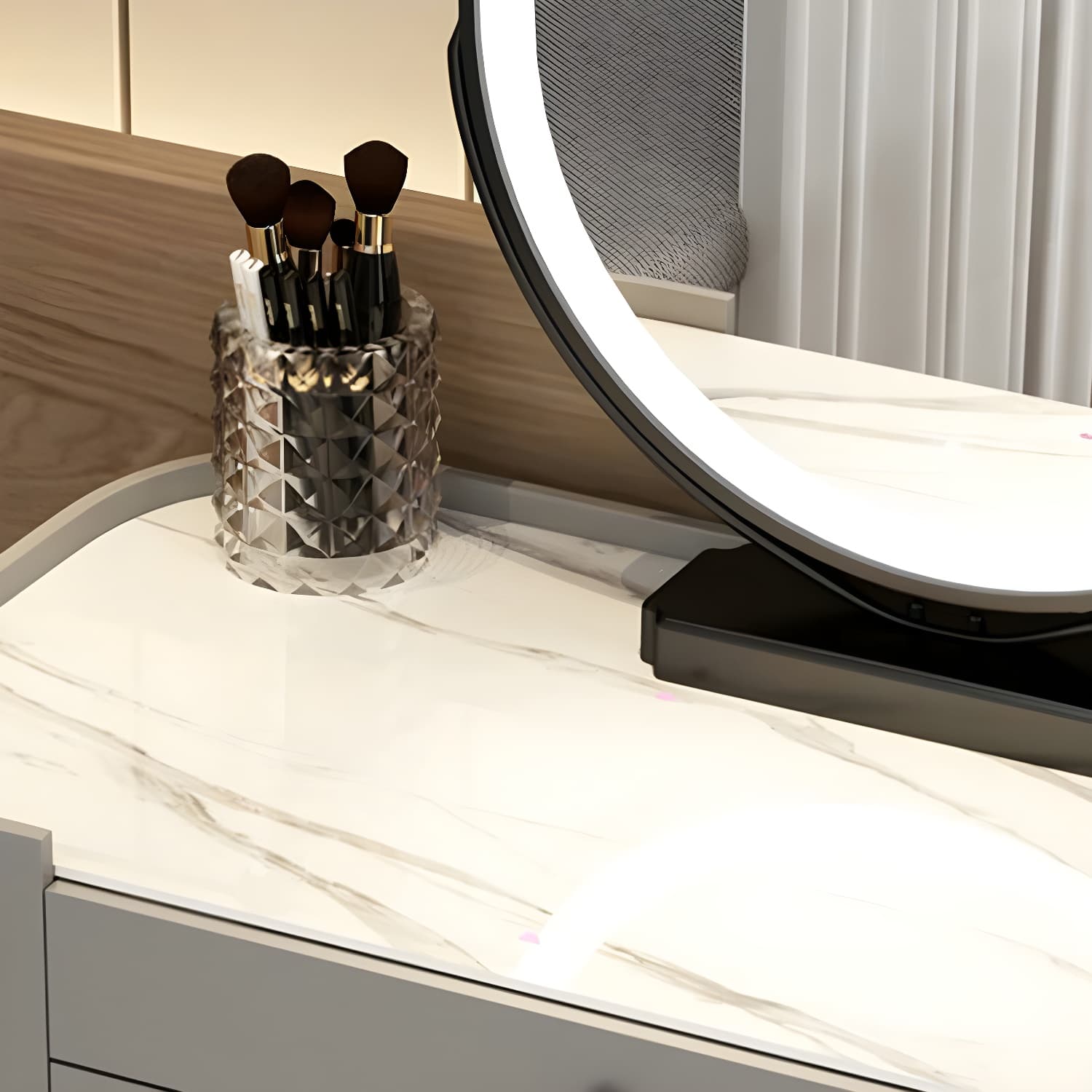 Contemporary Vanity Makeup Dressing Table Stool Set with Mirror - image 10