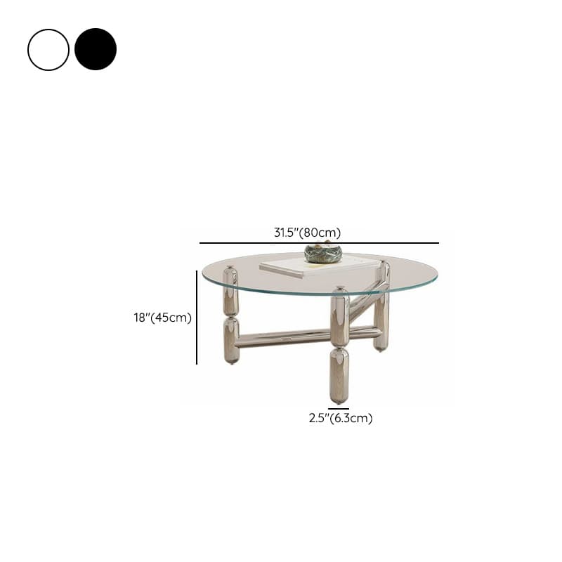 Sleek Silver Stainless Steel Coffee Table with Tempered Glass Top - image 12