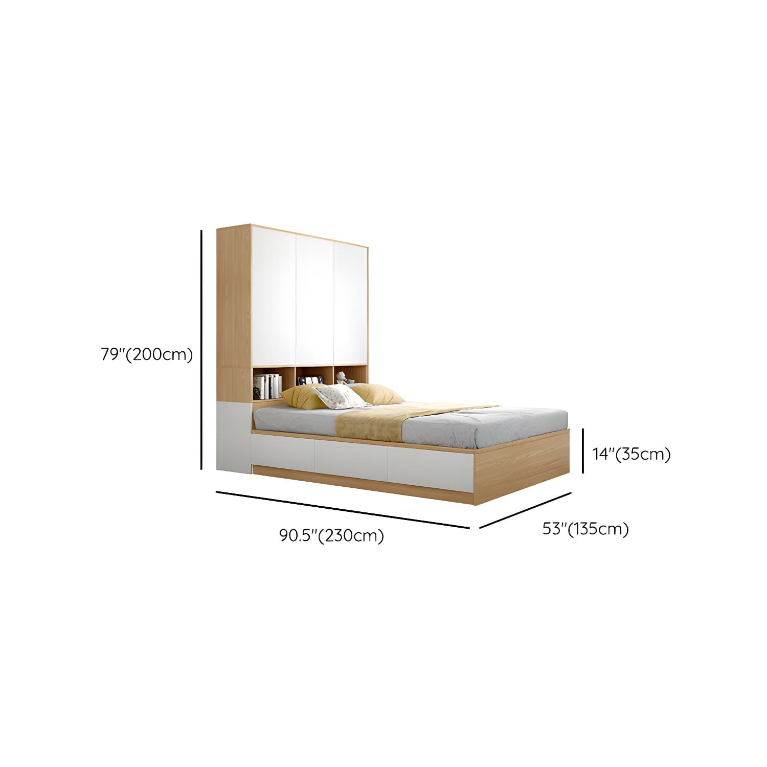 Modern Wood Platform Bed Frame Natural No Distressing Bookcase - image 15