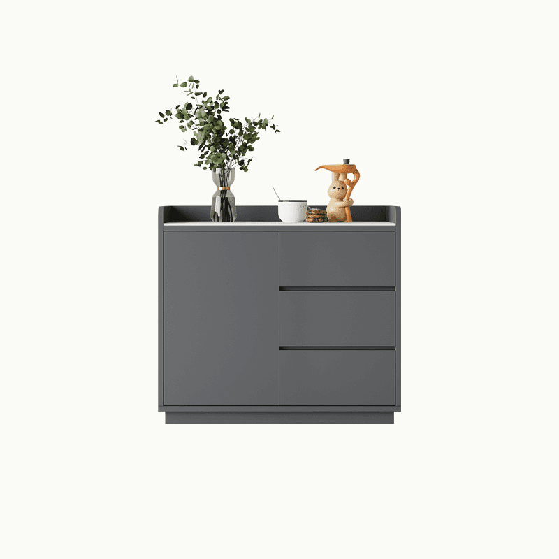 Simple Sideboard with 3 Drawers, Hutch Cabinets, Standard/Narrow/Wide Sizes, 1 Shelf, Sintered Stone Countertop, and 2/3/Single Doors